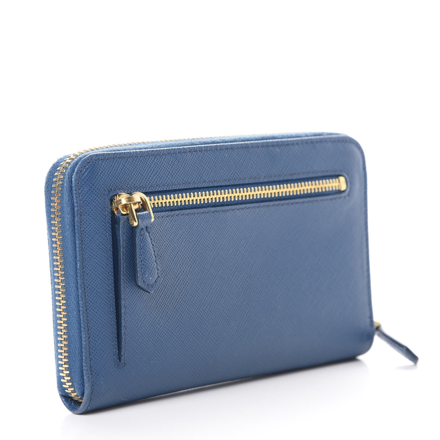 Prada Saffiano Zip Around Wallet Cobalto 2 of 14