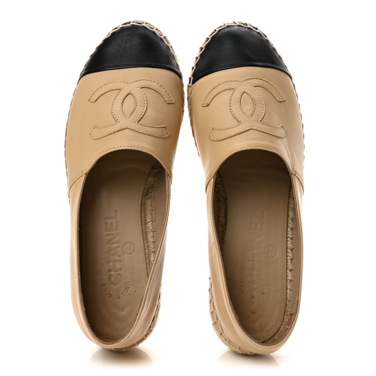 Lambskin CC Espadrilles 38 Beige Black