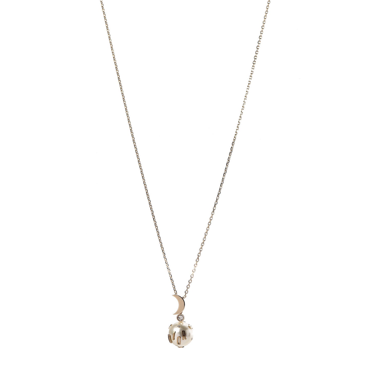 Resin Pearl Moon Stellaire Necklace Gold