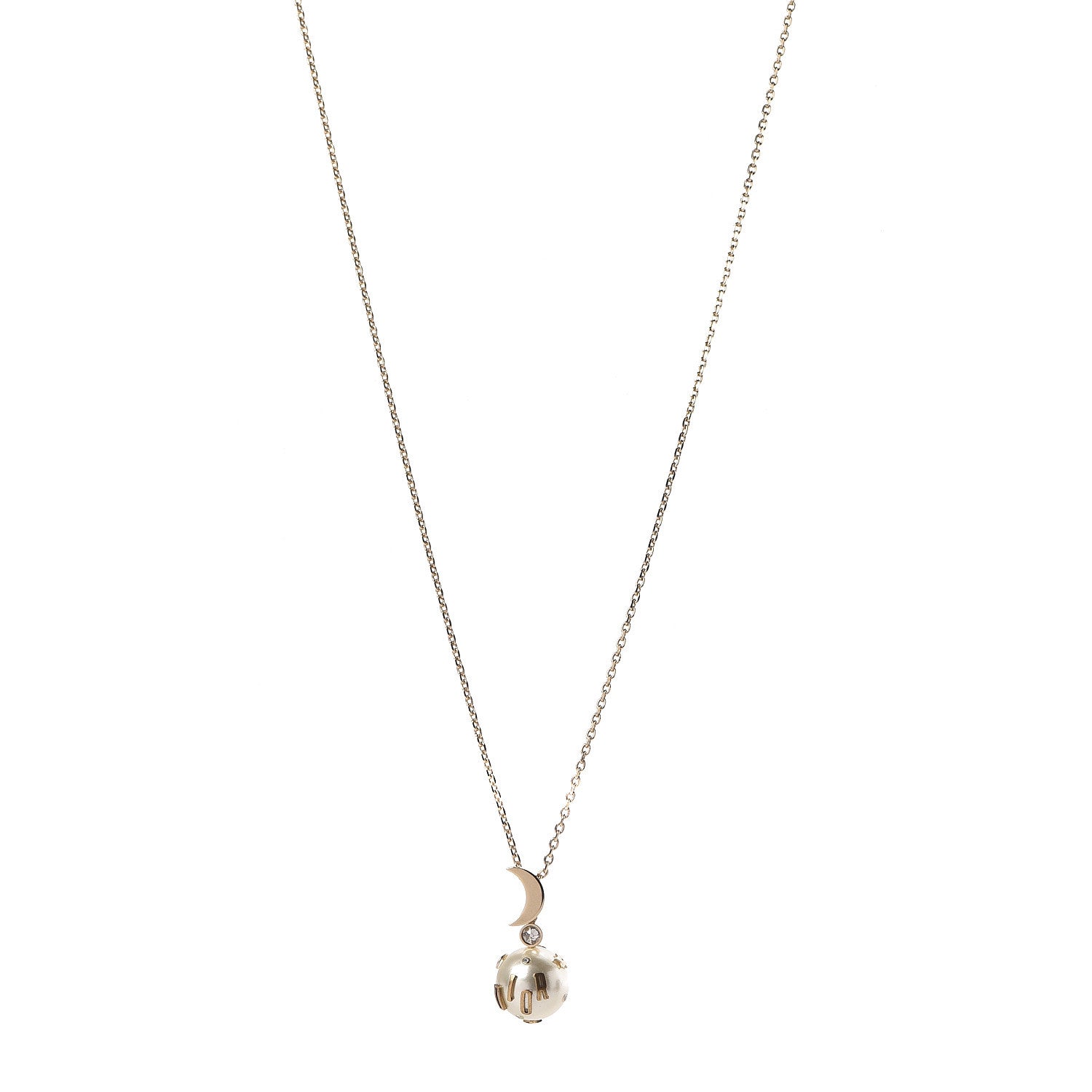 Christian Dior Resin Pearl Moon Stellaire Necklace Gold 1 of 7