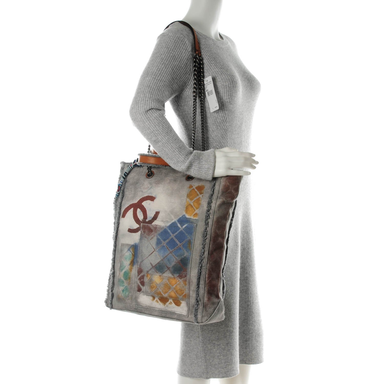 Chanel Canvas Large Graffiti Tote Grey 2 of 7