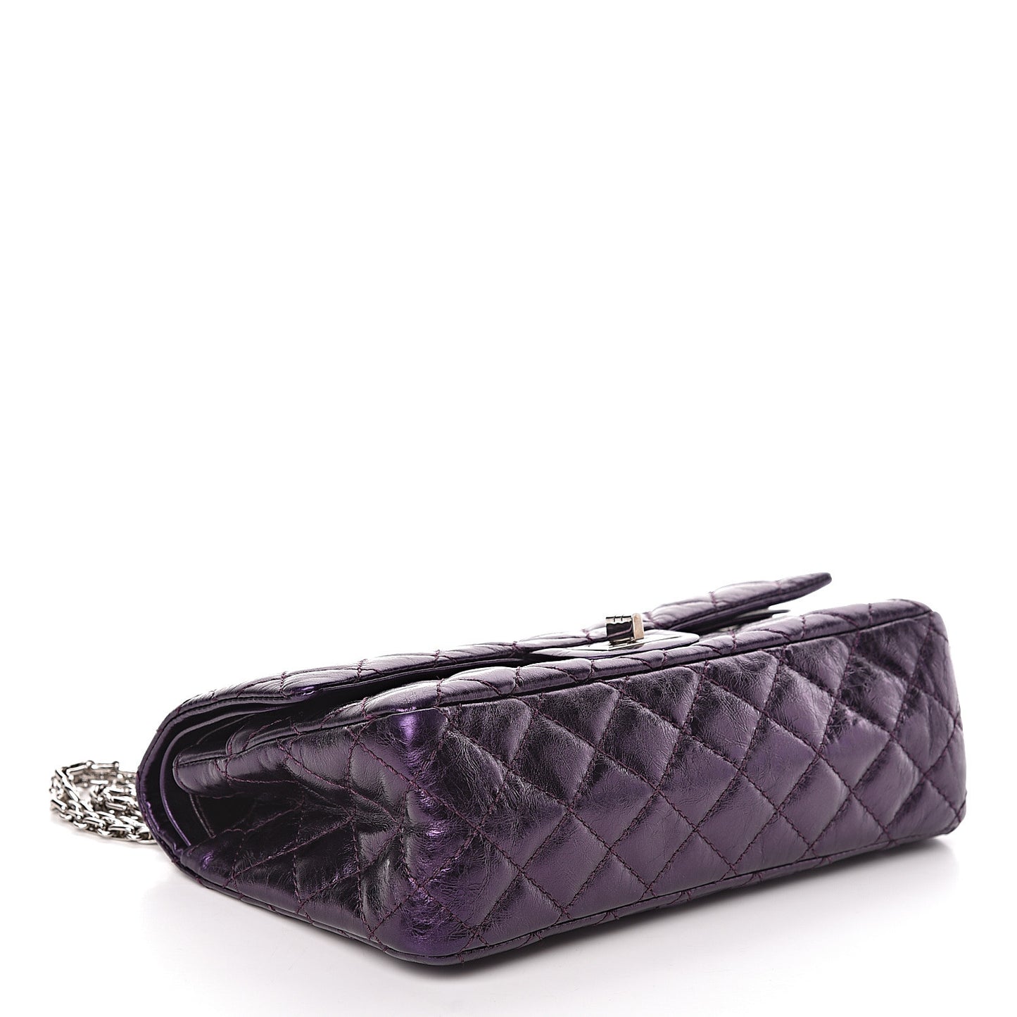 Metallic Aged Calfskin Quilted 2.55 Reissue 225 Flap Purple