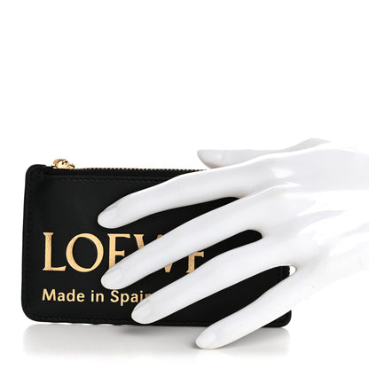 Loewe Calfskin Logo Coin Card Holder Black 2 of 7