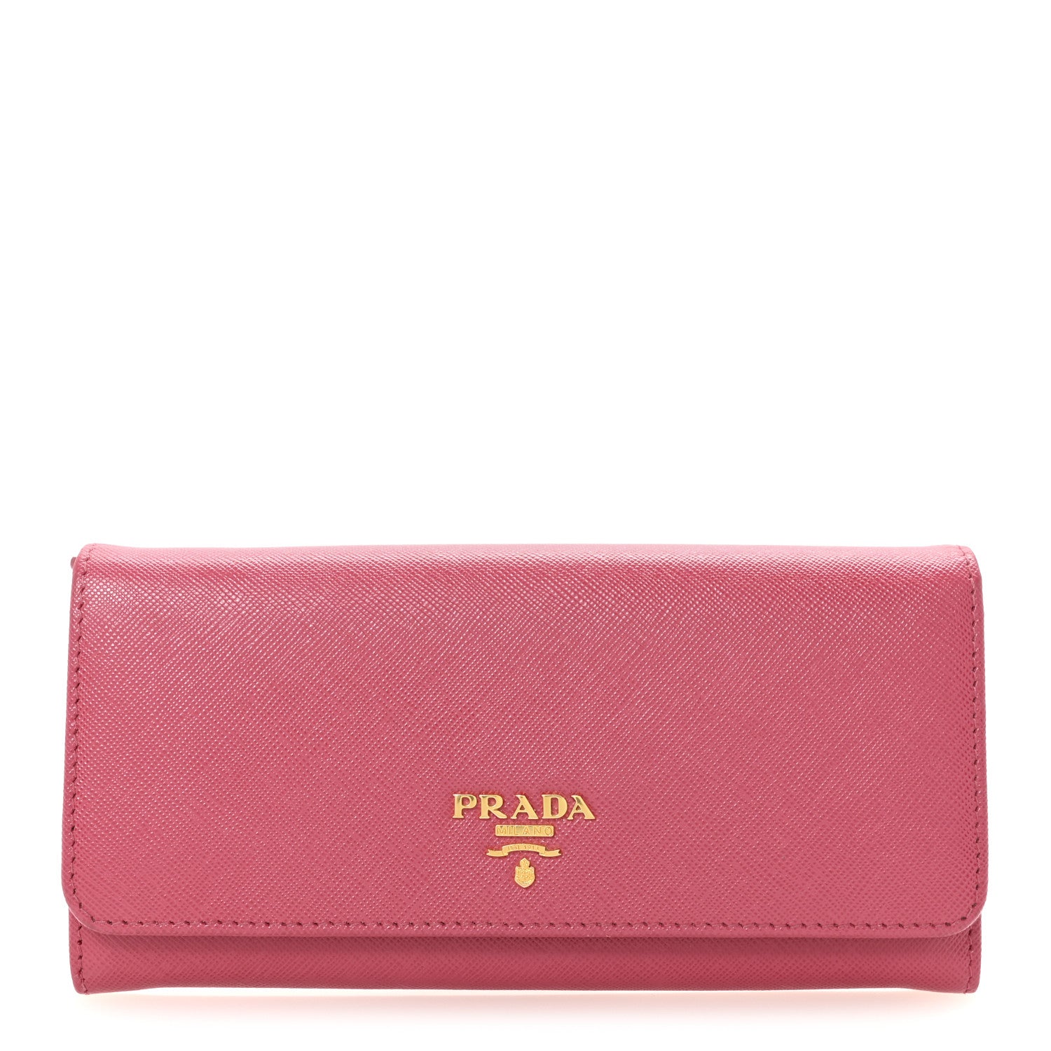 Prada Saffiano Metal Continental Flap Wallet Peonia 1 of 7