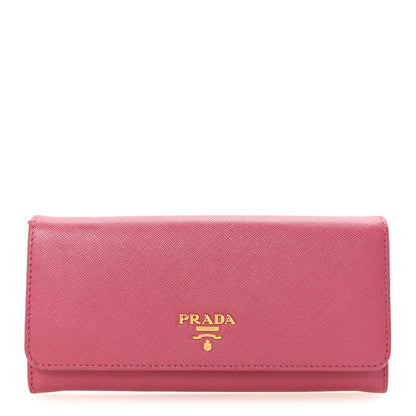 Prada Saffiano Metal Continental Flap Wallet Peonia 1 of 7