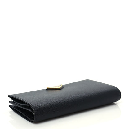 Prada Saffiano Triangle Continental Zip Wallet Black 4 of 7