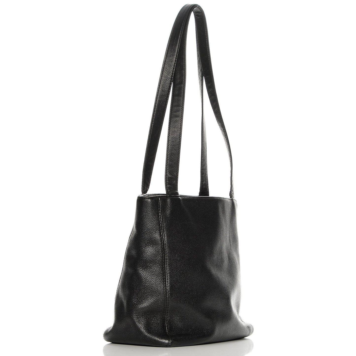 Calfskin CC Shoulder Bag Black