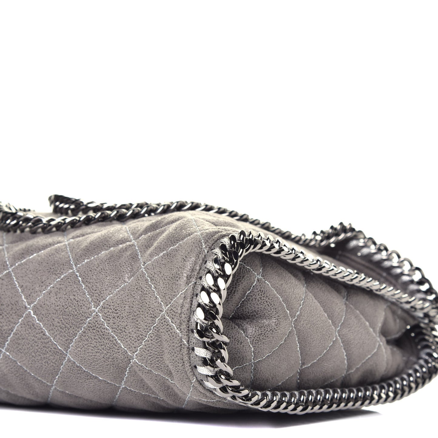 Shaggy Deer Quilted Small Falabella Tote Light Grey
