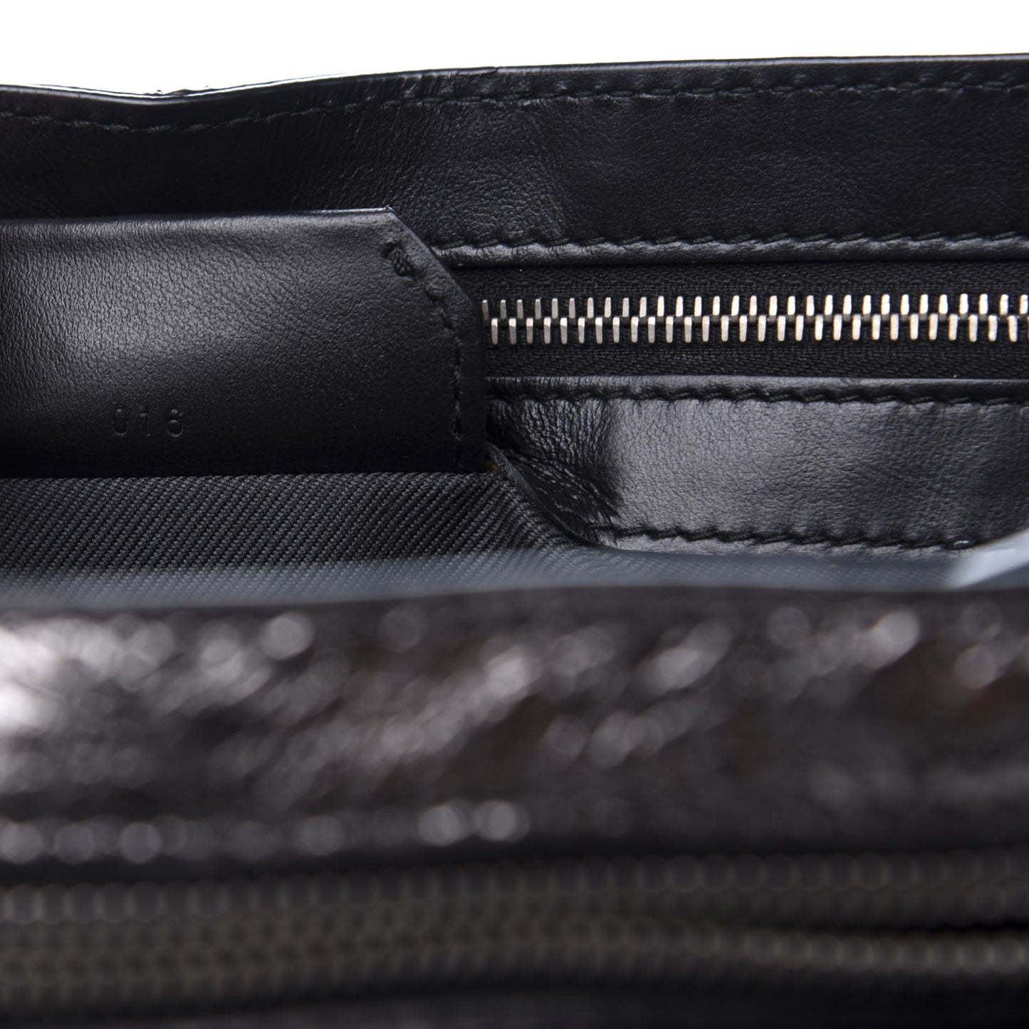 Metallic Paper Lambskin Medium PS1 Plus Zip Satchel Dark Silver