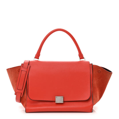 Celine Drummed Calfskin Suede Medium Trapeze Coquelicot 1 of 20