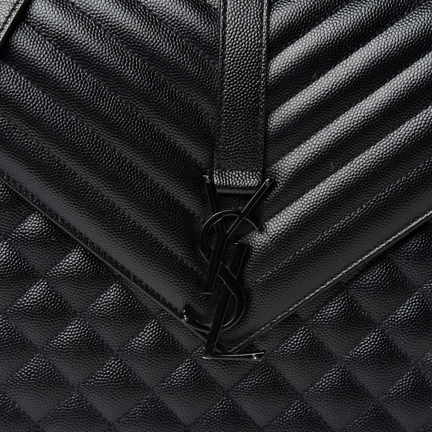 Saint Laurent Grain De Poudre Textured Mixed Matelasse Large Triquilt Monogram Monochrome Satchel Black 10 of 10