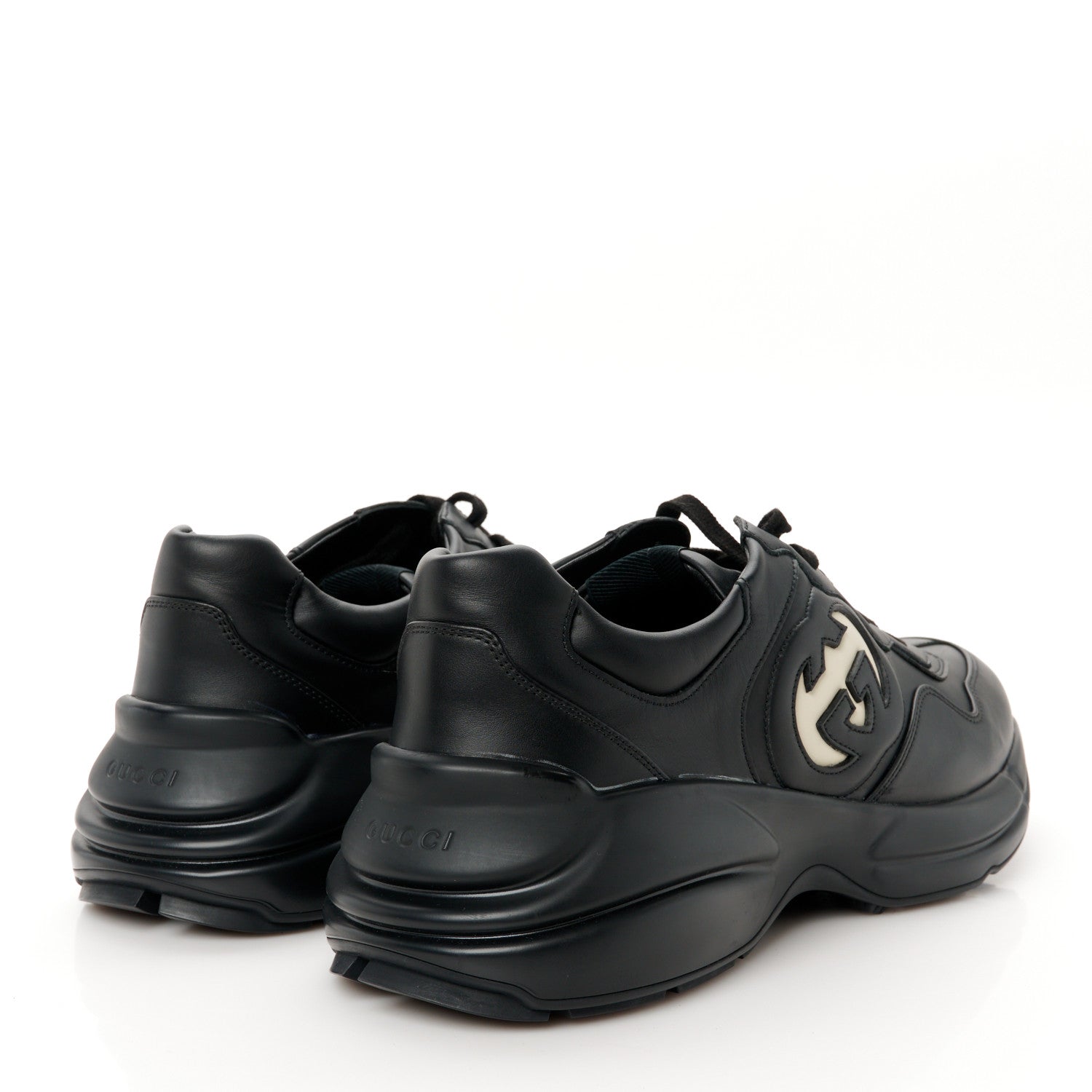 Gucci Dali Soft Calfskin Cut Out Interlocking G Mens Rhyton Sneakers 11 Black Ivoire 5 of 10