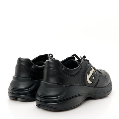 Gucci Dali Soft Calfskin Cut Out Interlocking G Mens Rhyton Sneakers 11 Black Ivoire 5 of 10