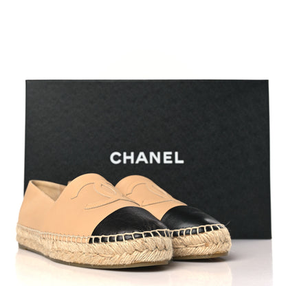 Chanel Lambskin CC Espadrilles 39 Beige Black 9 of 9
