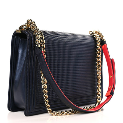 Chanel Lambskin Embossed New Medium Boy Cube Flap Navy 3 of 11