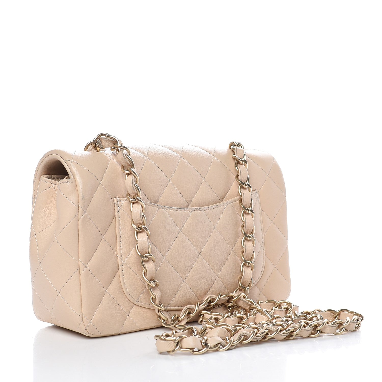 Chanel Lambskin Quilted Mini Rectangular Flap Beige 3 of 13