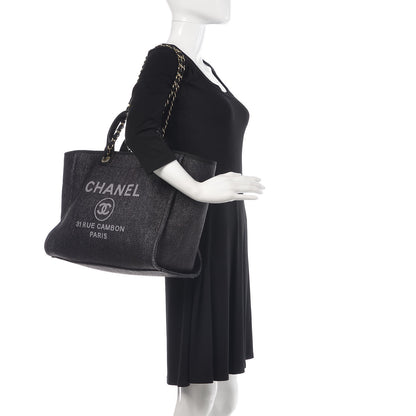 Chanel Woven Straw Raffia Large Deauville Tote Black 4 of 14