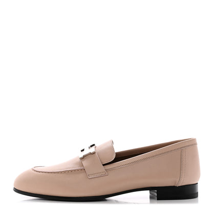 Hermes Goatskin Womens Paris Loafers 38 Beige Nude 1 of 9