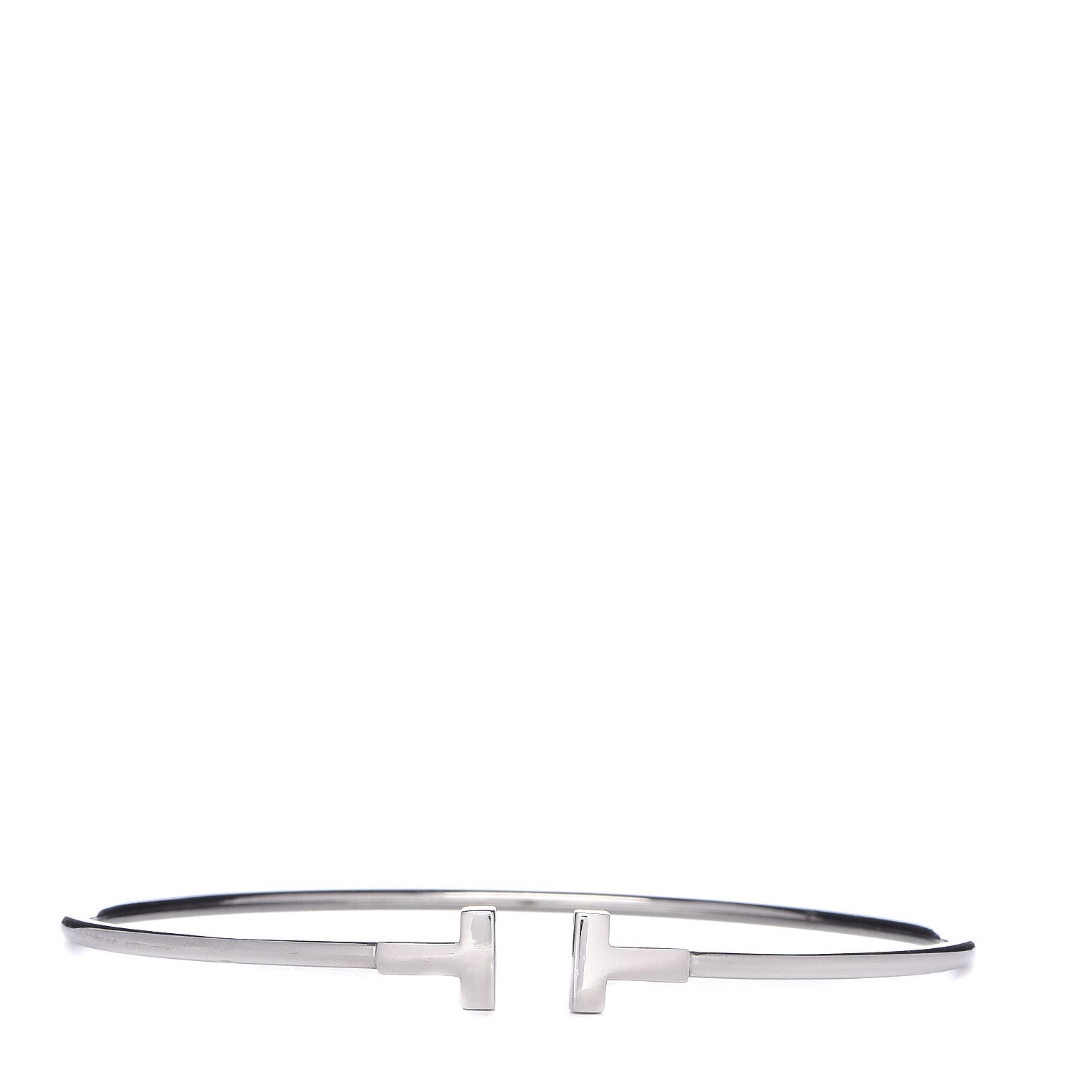 Tiffany 18K White Gold Narrow T Wire Bracelet 1 of 5