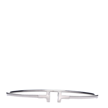 Tiffany 18K White Gold Narrow T Wire Bracelet 1 of 5