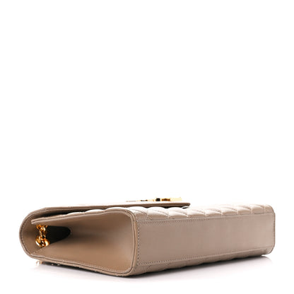 Saint Laurent Grain De Poudre Textured Mixed Matelasse Medium Triquilt Monogram Satchel Dark Beige 4 of 12