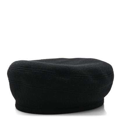Hermes Wool Cashmere Saint Honore Drap Beret 56 Black 4 of 9