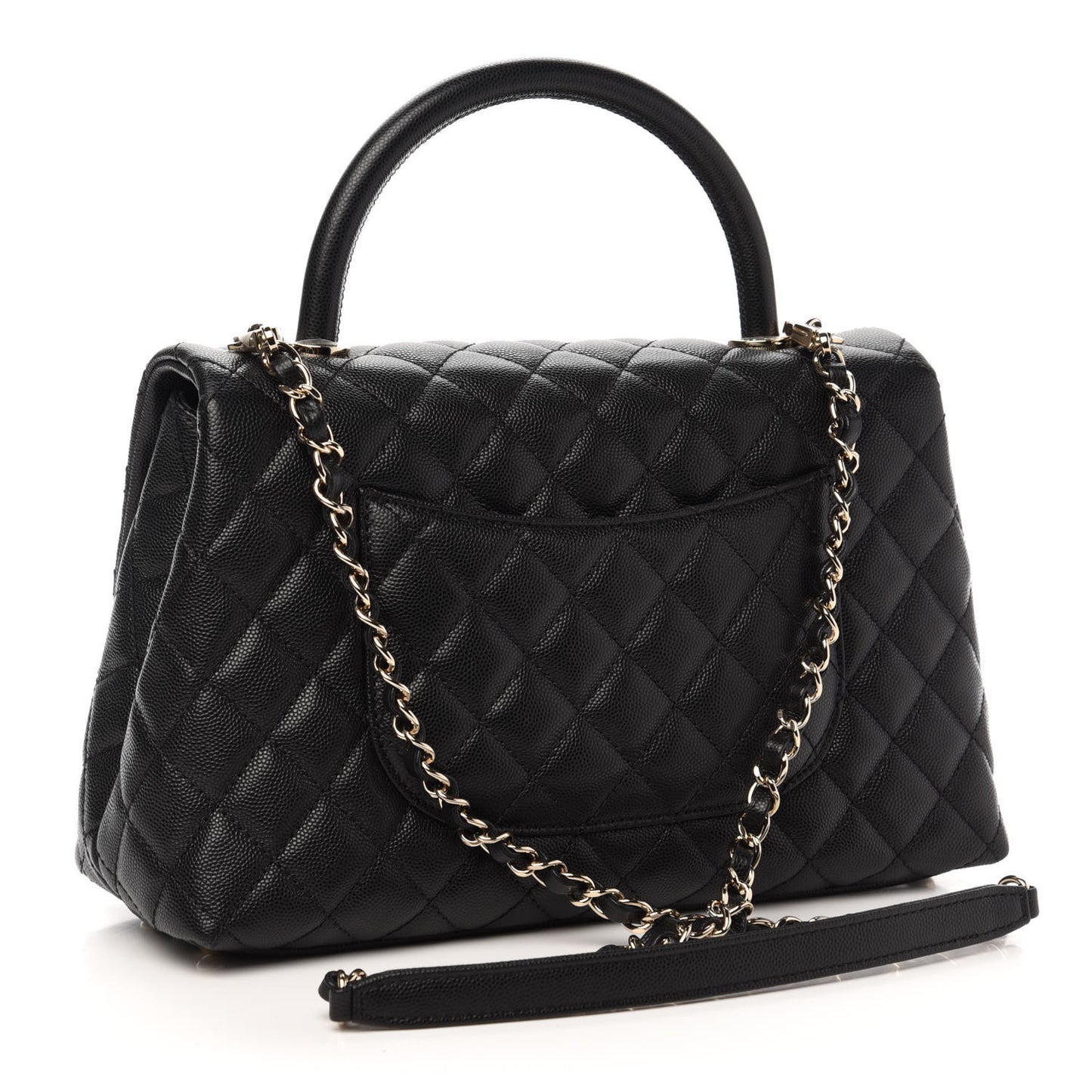 Caviar Quilted Small Coco Handle Flap Black