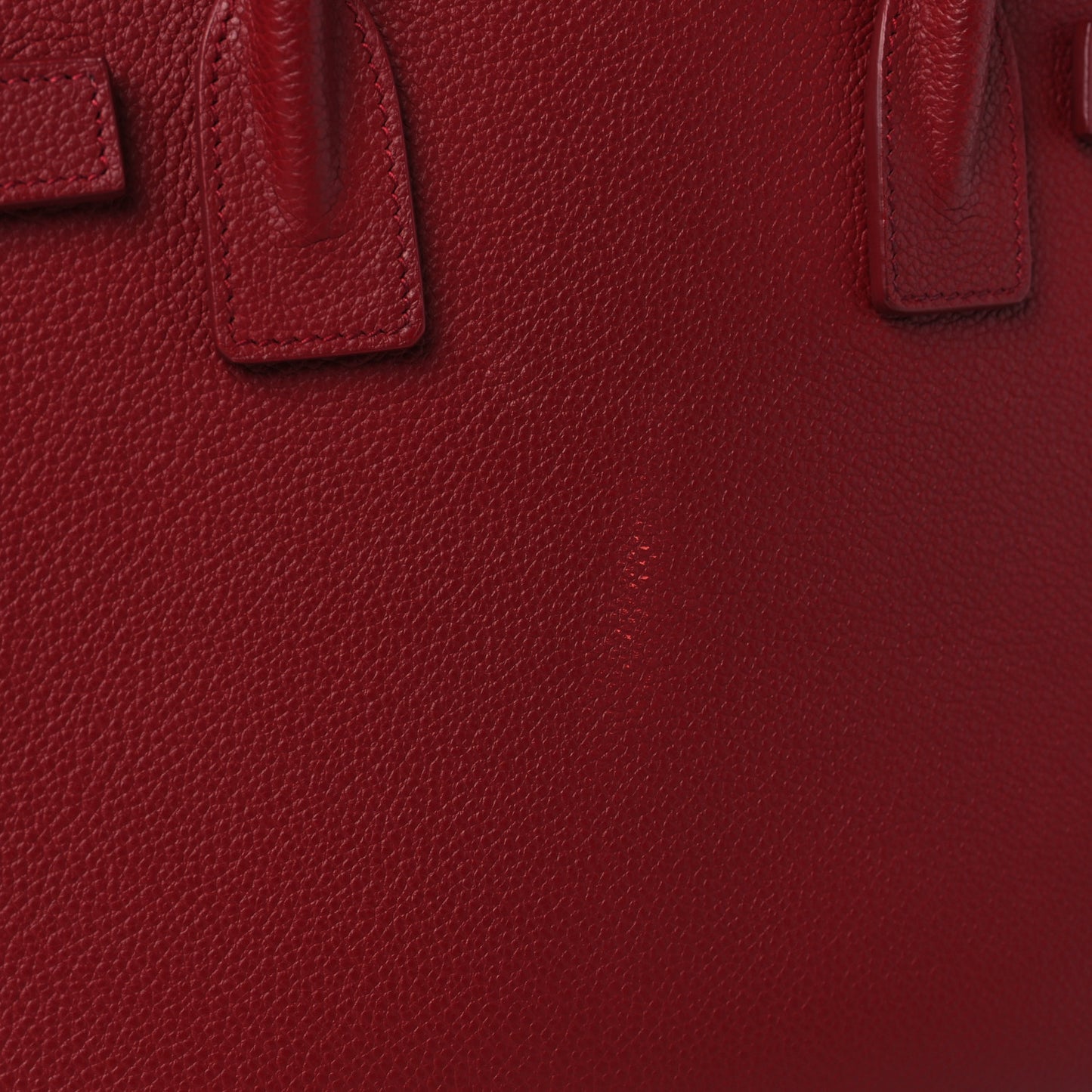 Grained Calfskin Topstich Baby Sac De Jour Red