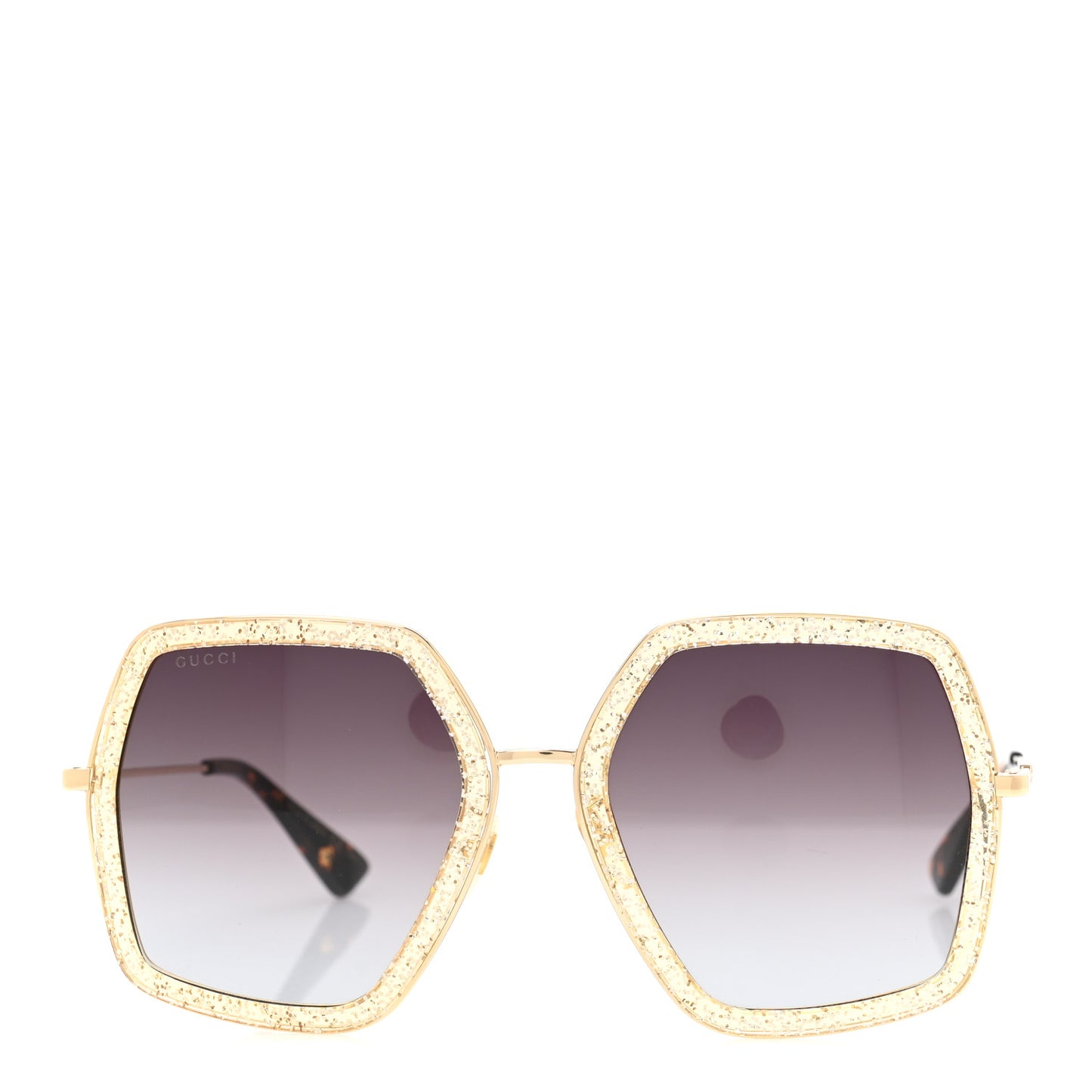 Glitter Acetate Oversize Square Frame Sunglasses GG0106S Gold