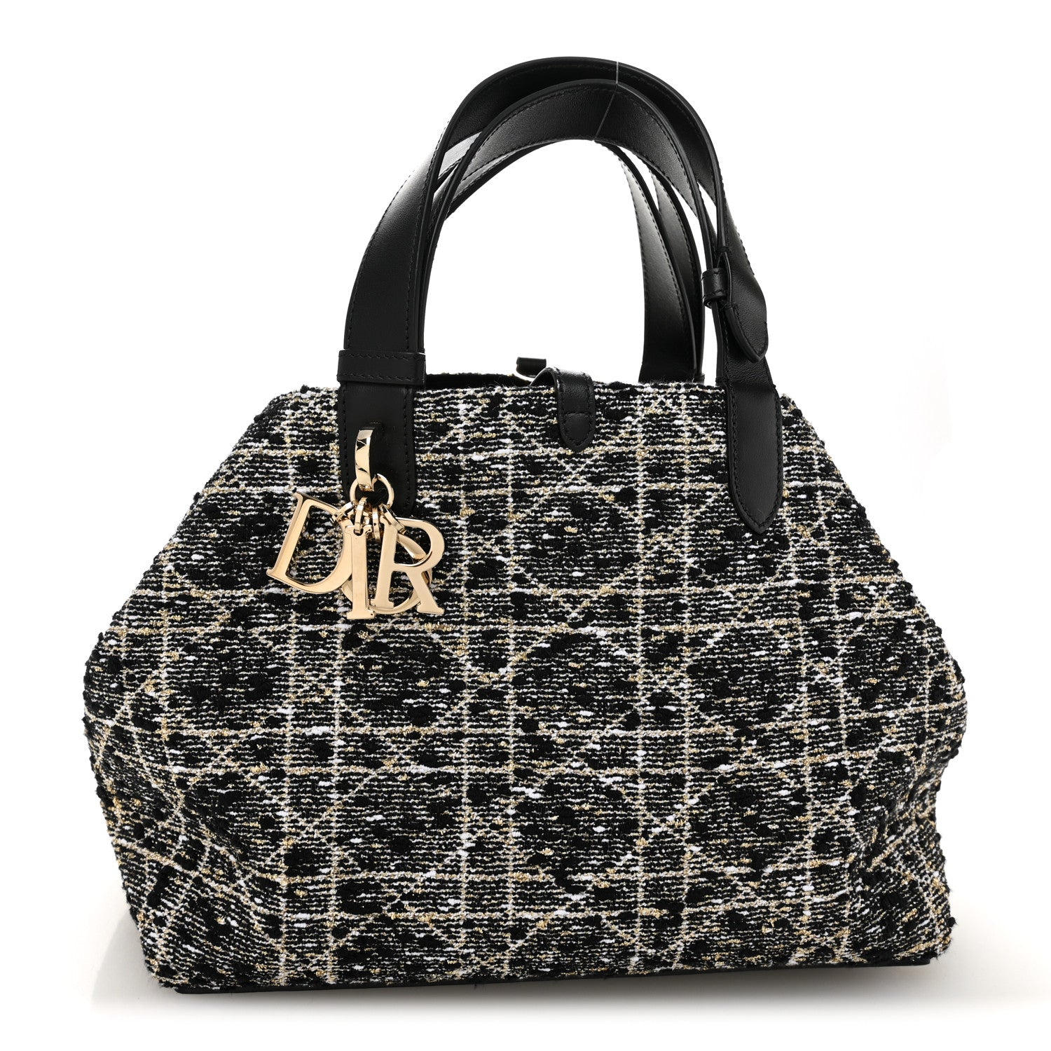 Christian Dior Calfskin Tweed Cannage Medium Toujours Black Gold White 1 of 10
