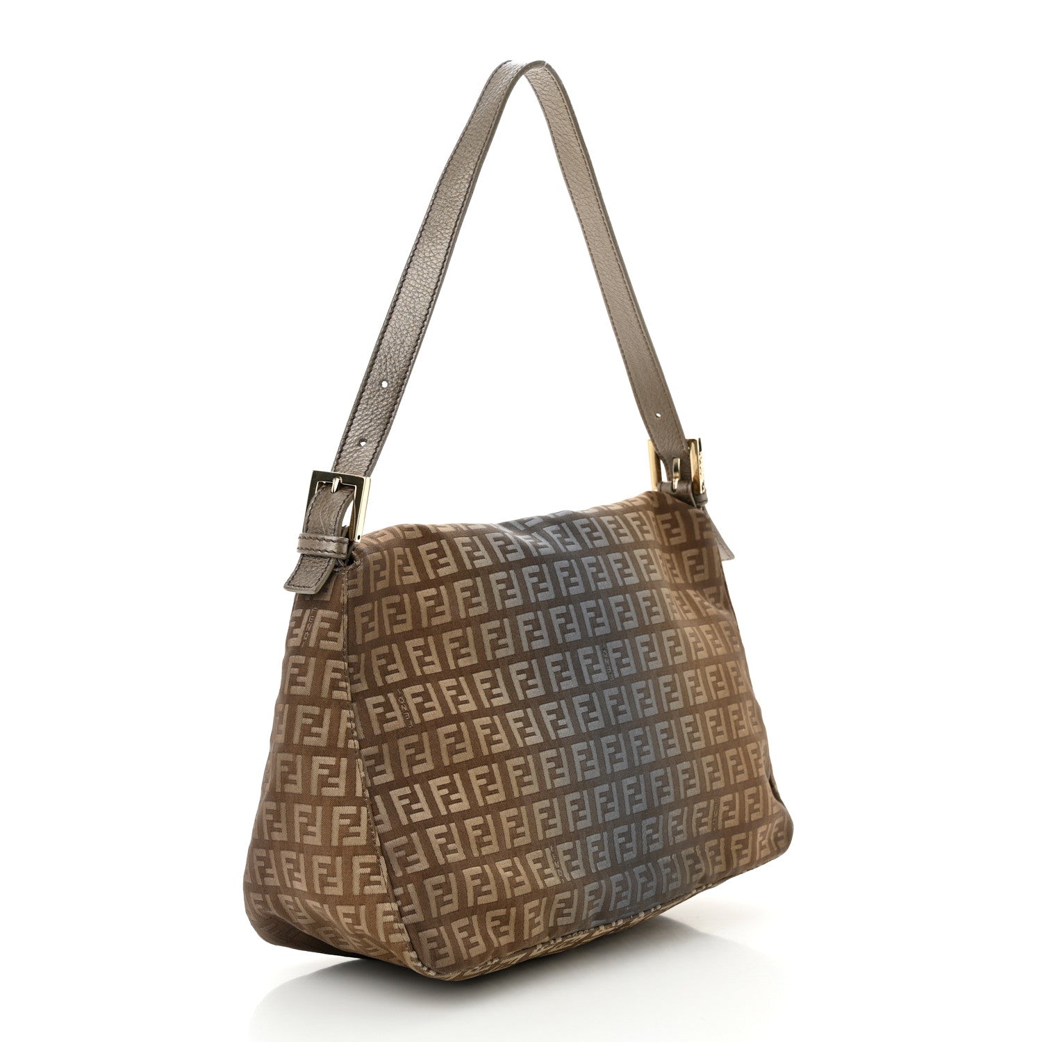 Fendi Zucchino Vitello Mama Baguette Brown Blue 3 of 10