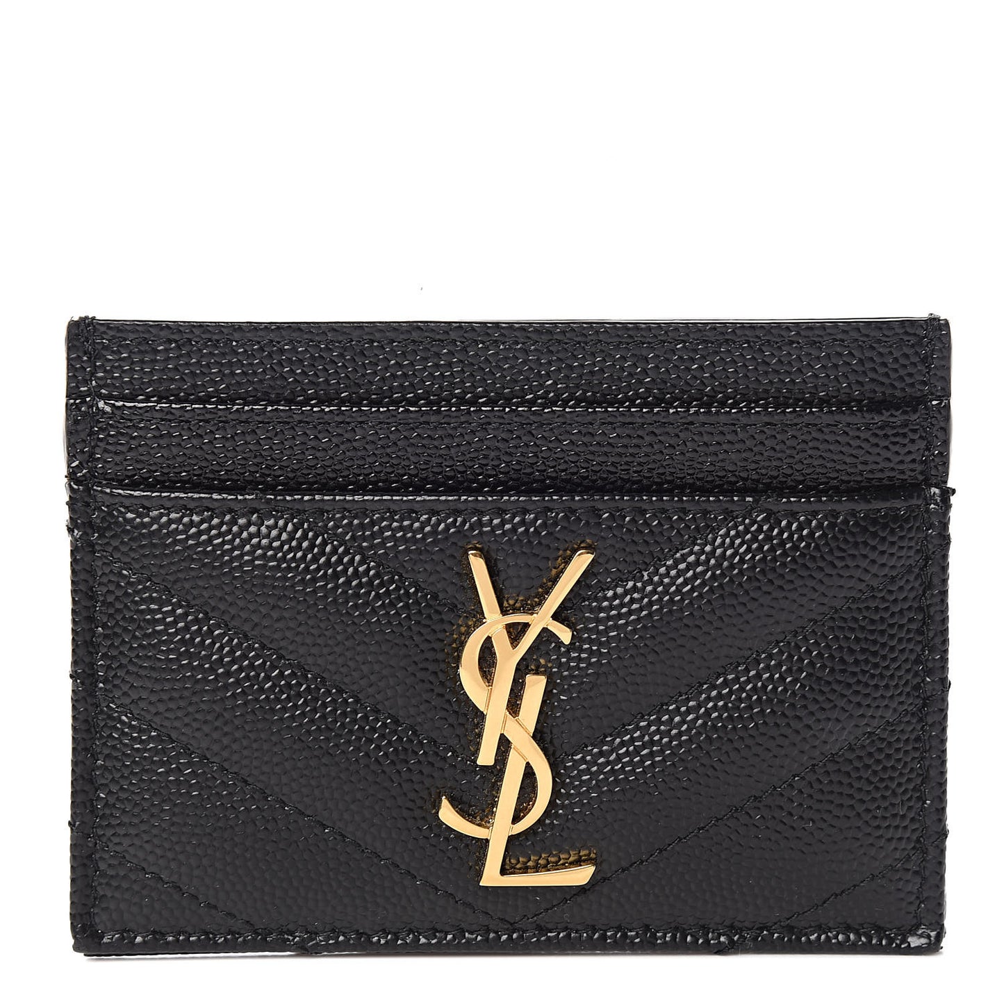 Grain De Poudre Matelasse Chevron Monogram Credit Card Case Black