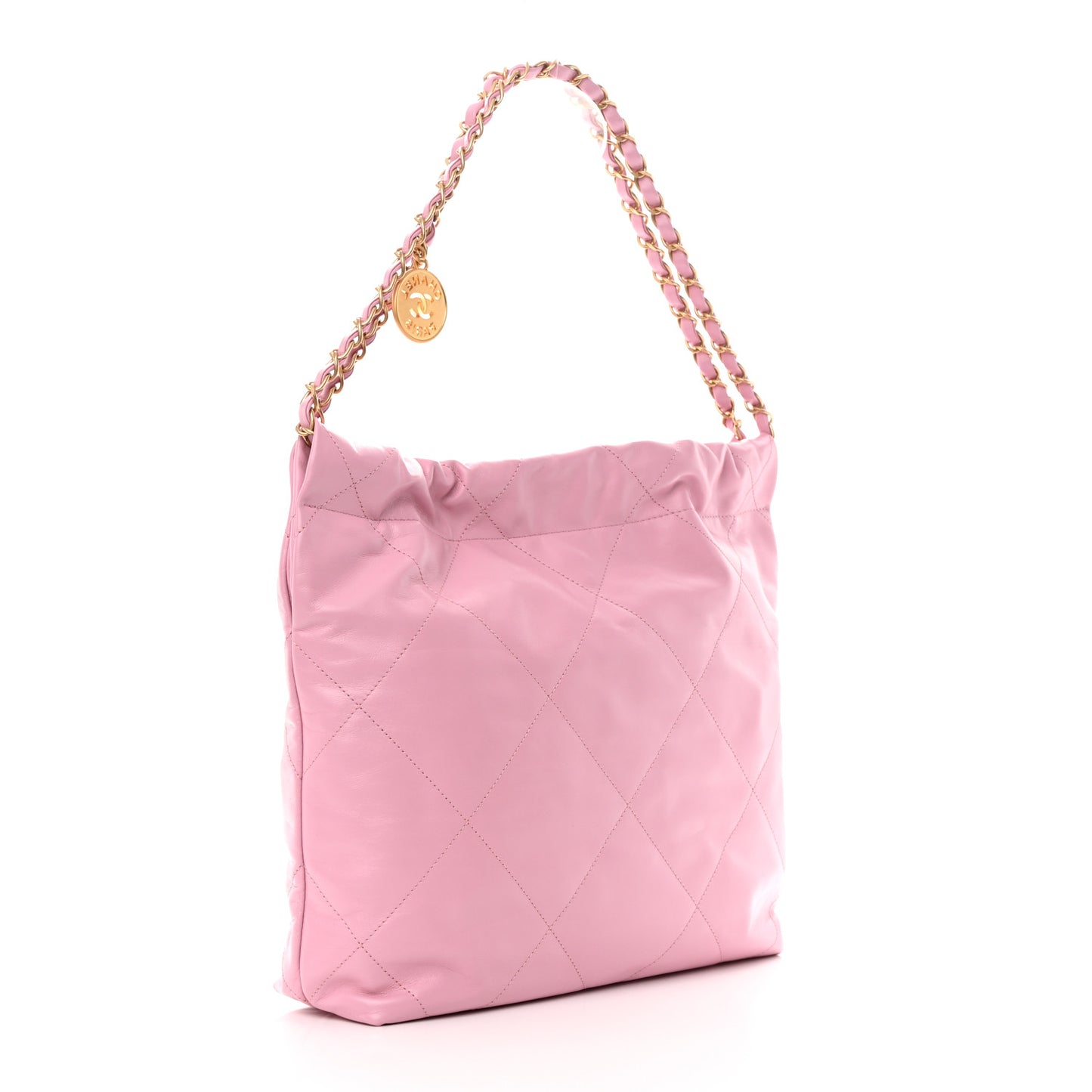 Shiny Calfskin Quilted Small Chanel 22 Pink