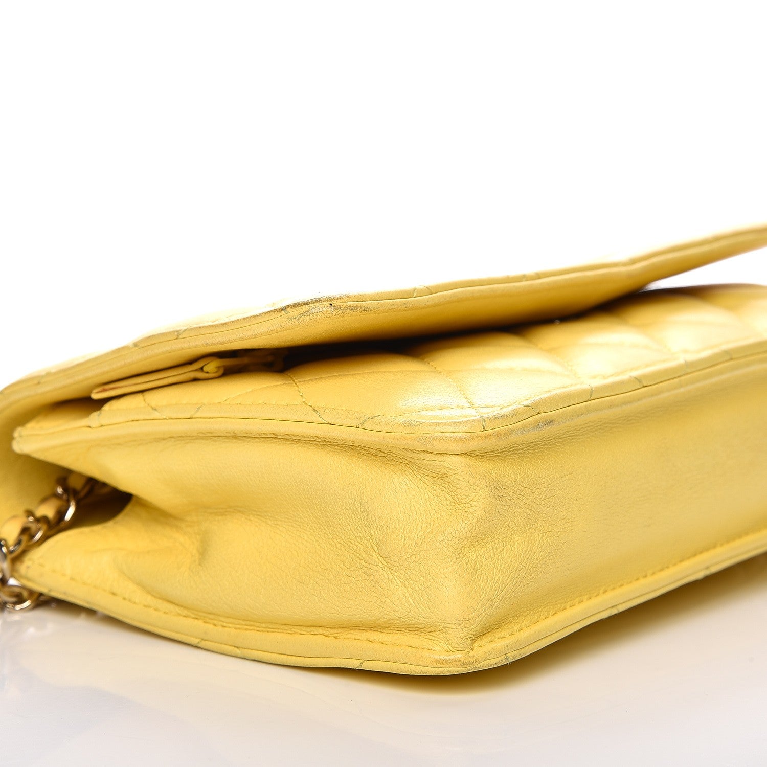 Chanel Lambskin Quilted Wallet on Chain WOC Yellow 16 of 21