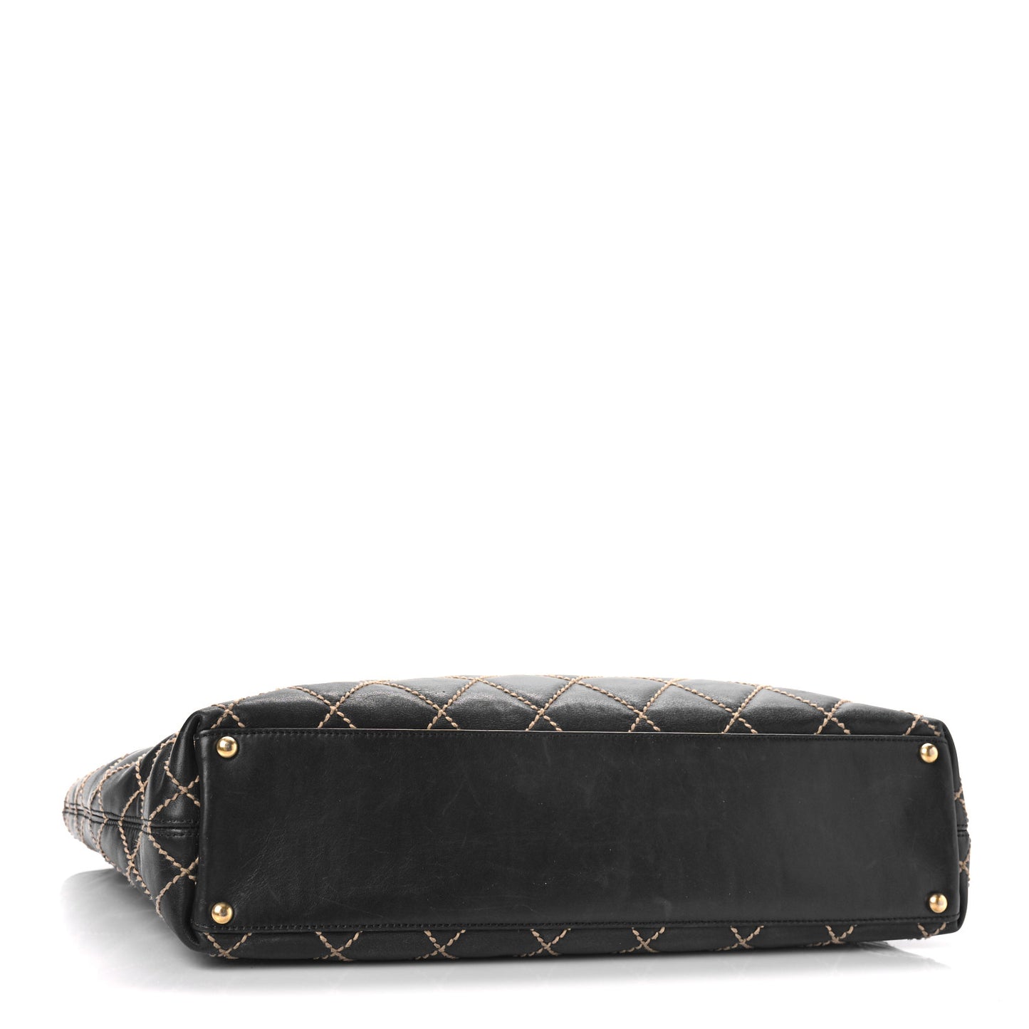 Calfskin Wild Stitch Large Tote Black