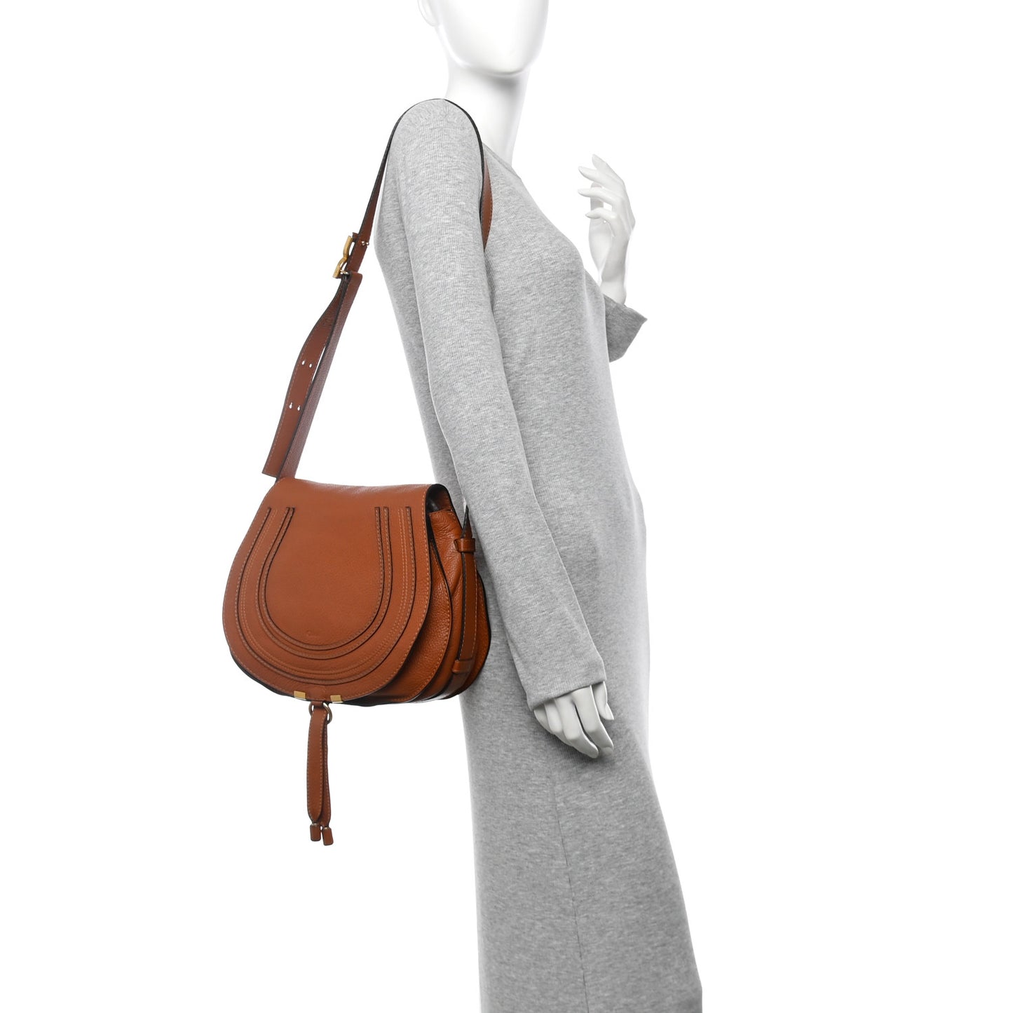 Calfskin Medium Marcie Round Crossbody Bag Tan