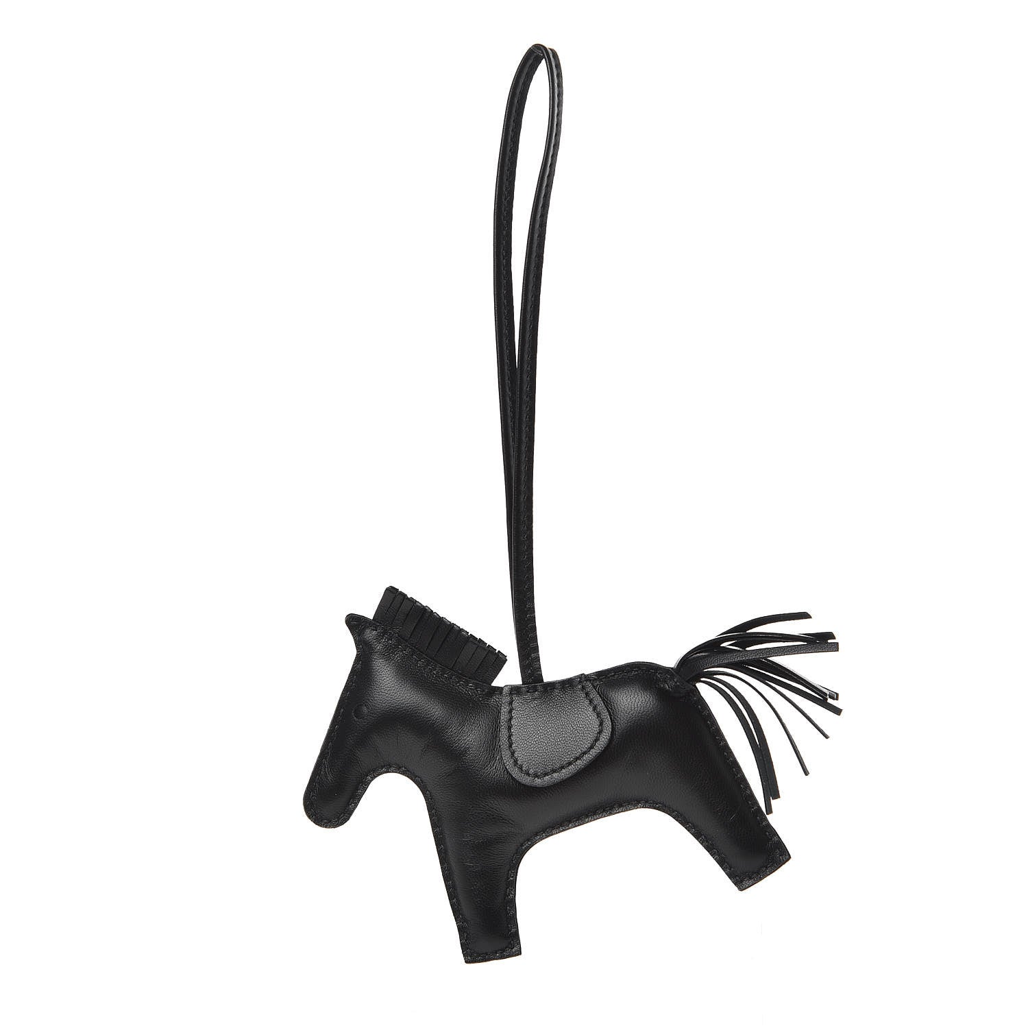 Hermes Milo Lambskin Grigri Rodeo Horse Bag Charm MM So Black 1 of 4