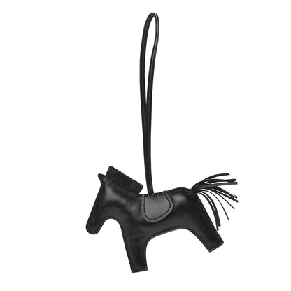 Hermes Milo Lambskin Grigri Rodeo Horse Bag Charm MM So Black 1 of 4