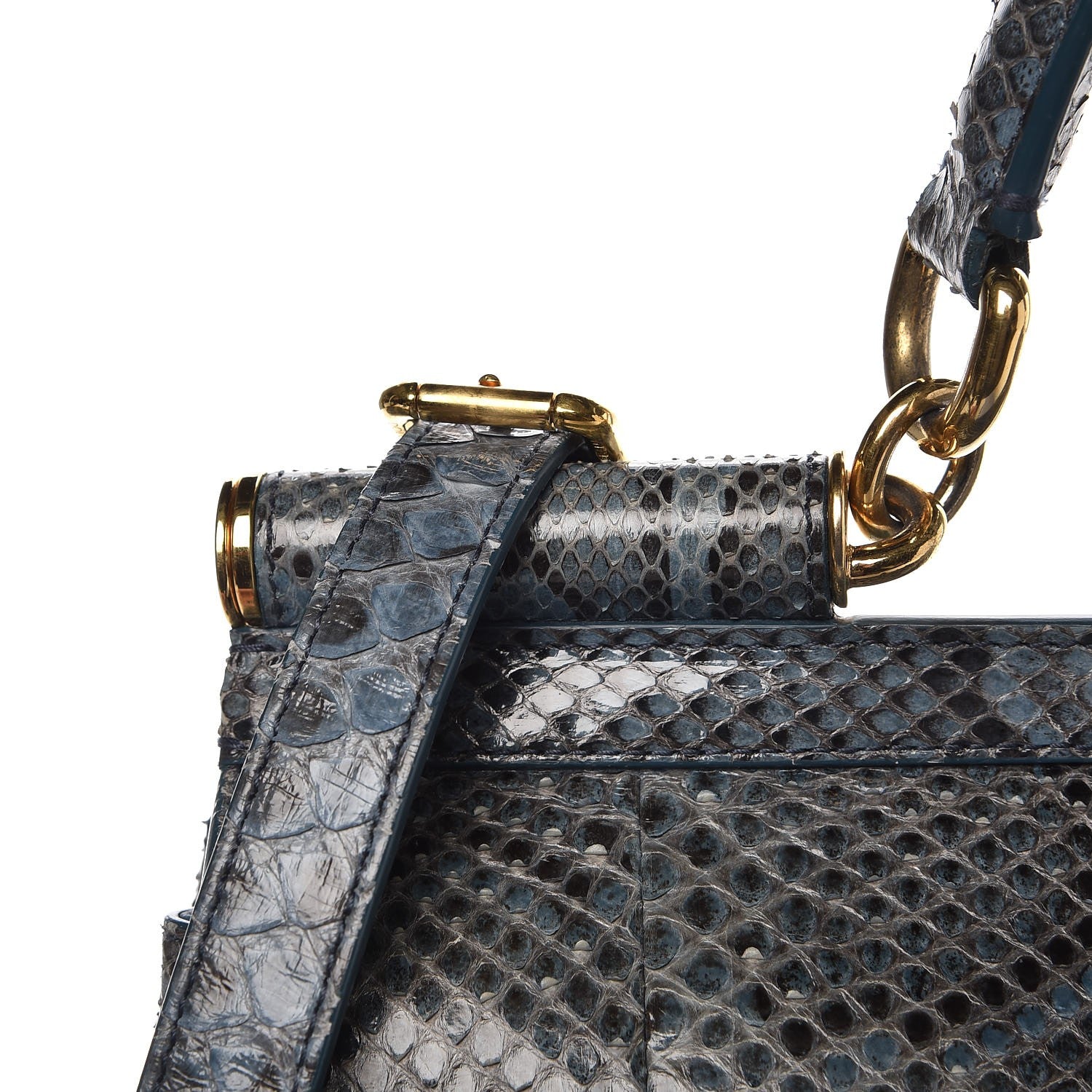 Dolce & Gabbana Python Large Miss Sicily Satchel Blue 10 of 12