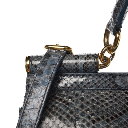 Dolce & Gabbana Python Large Miss Sicily Satchel Blue 10 of 12