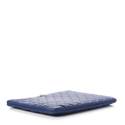 Chanel Caviar Quilted Medium Boy Cosmetic Case Blue 4 of 9