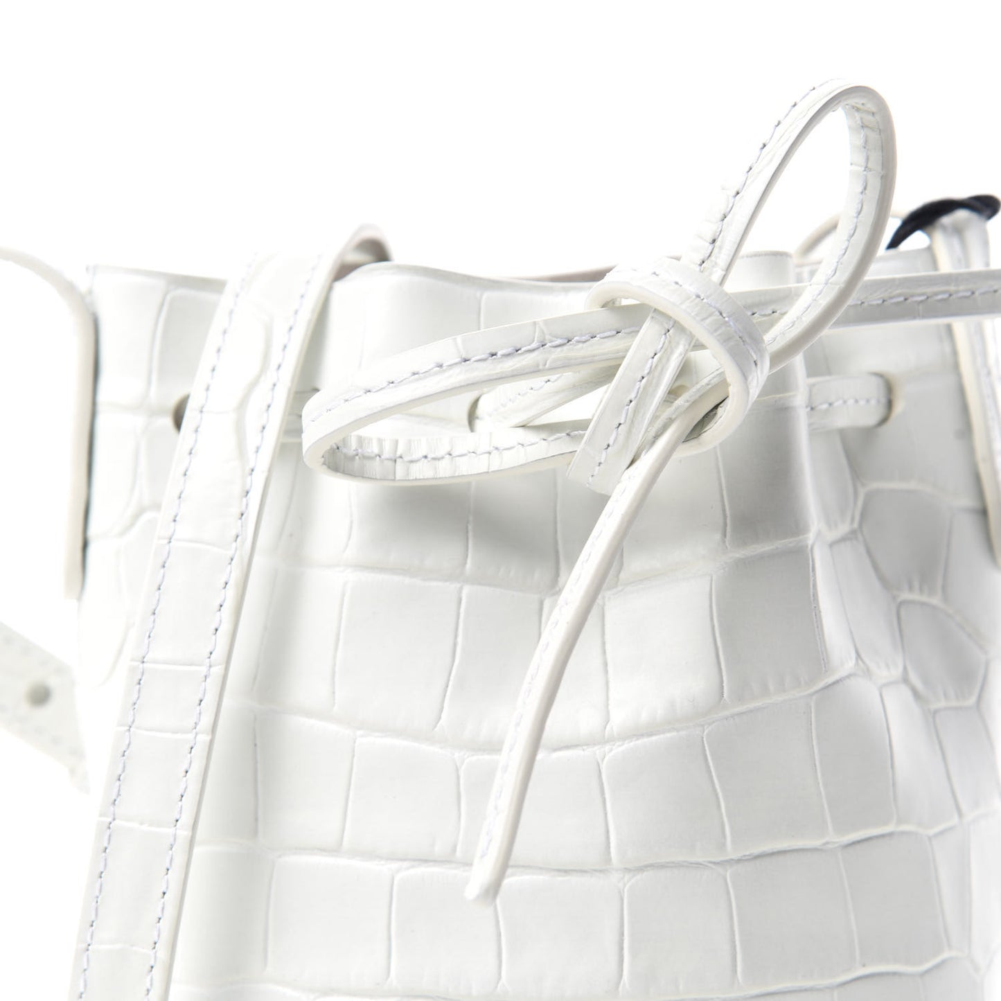 Crocodile Embossed Baby Bucket Bag White