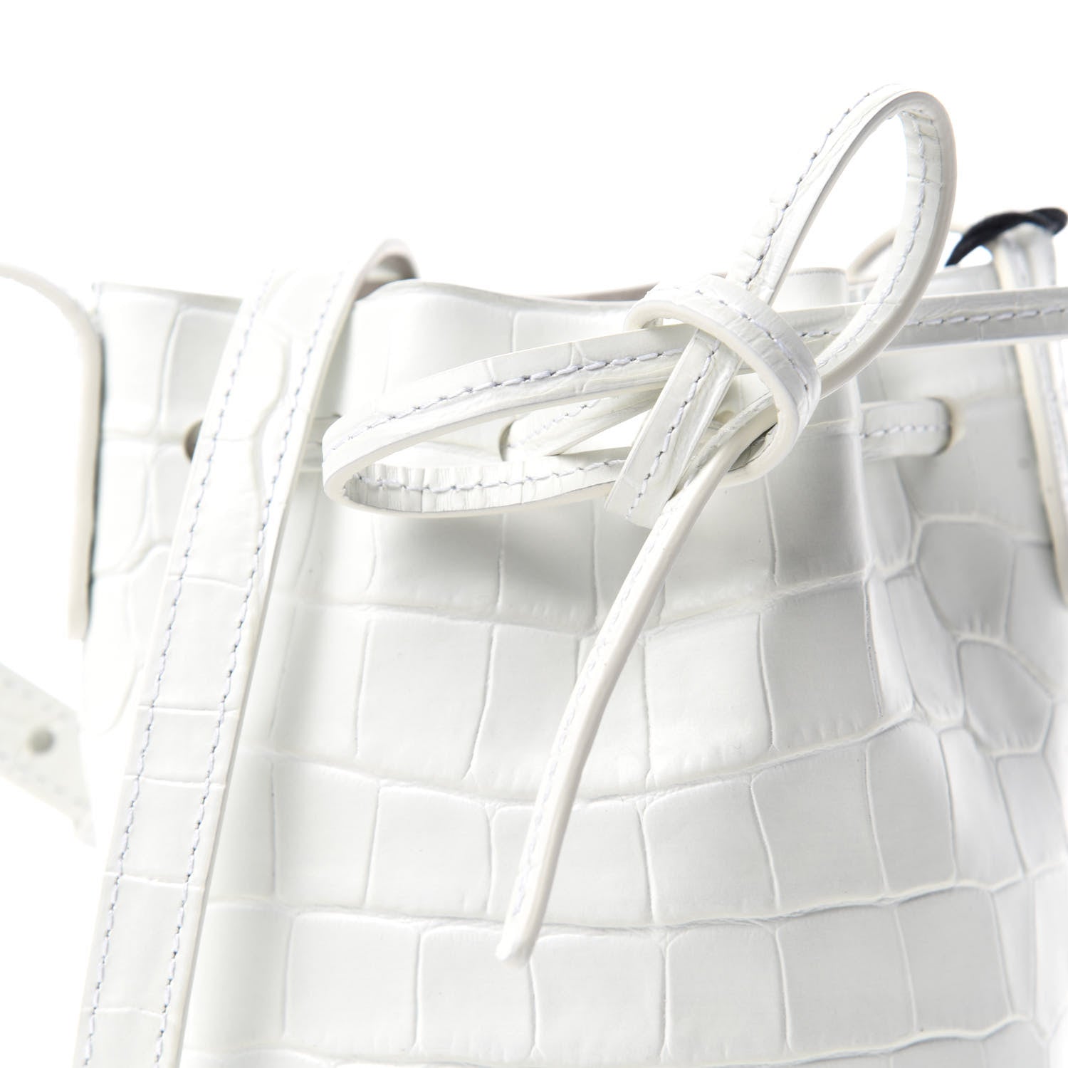 Mansur Gavriel Crocodile Embossed Baby Bucket Bag White 10 of 11