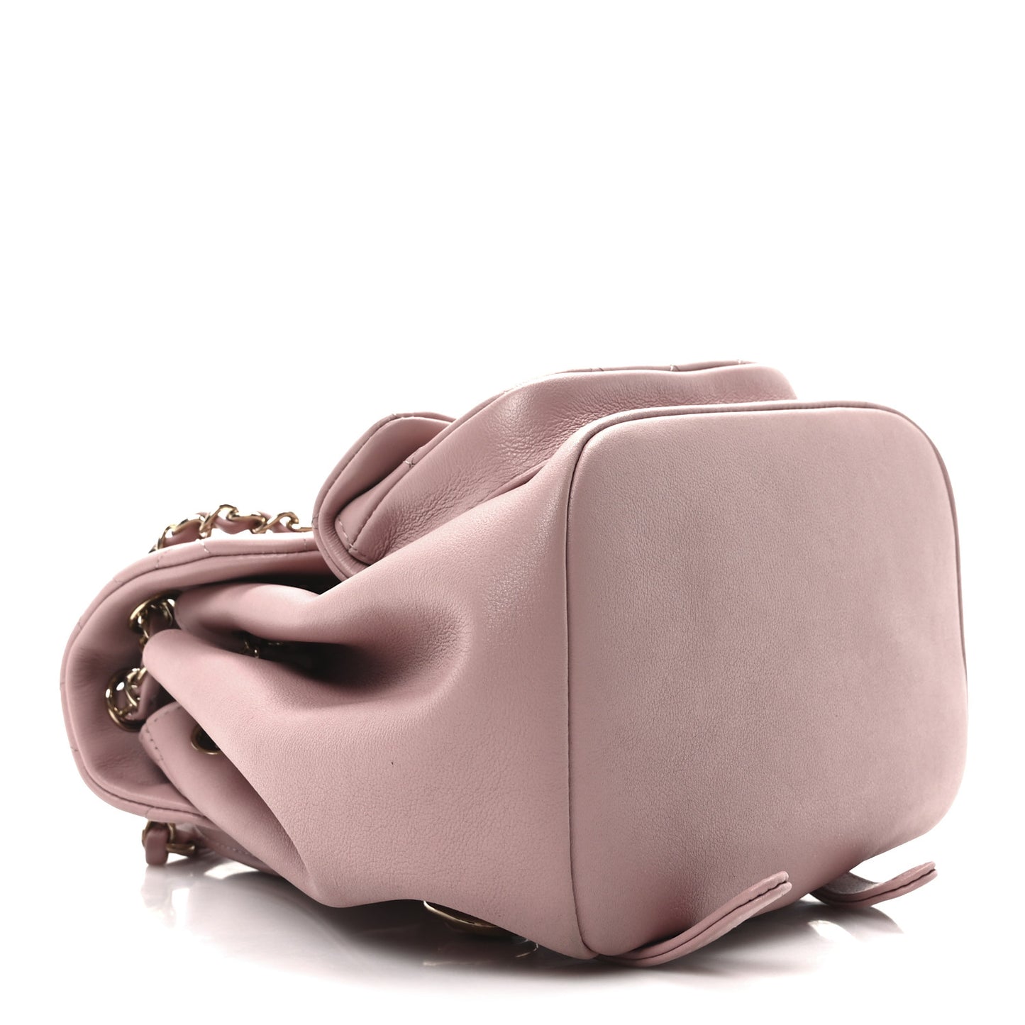 Lambskin Quilted Small Duma Drawstring Backpack Light Pink