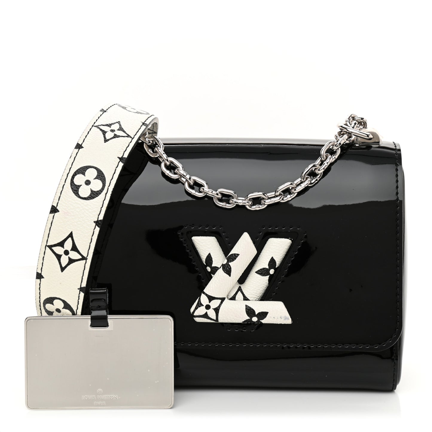 Patent Monogram Twist Shoulder Bag PM Black