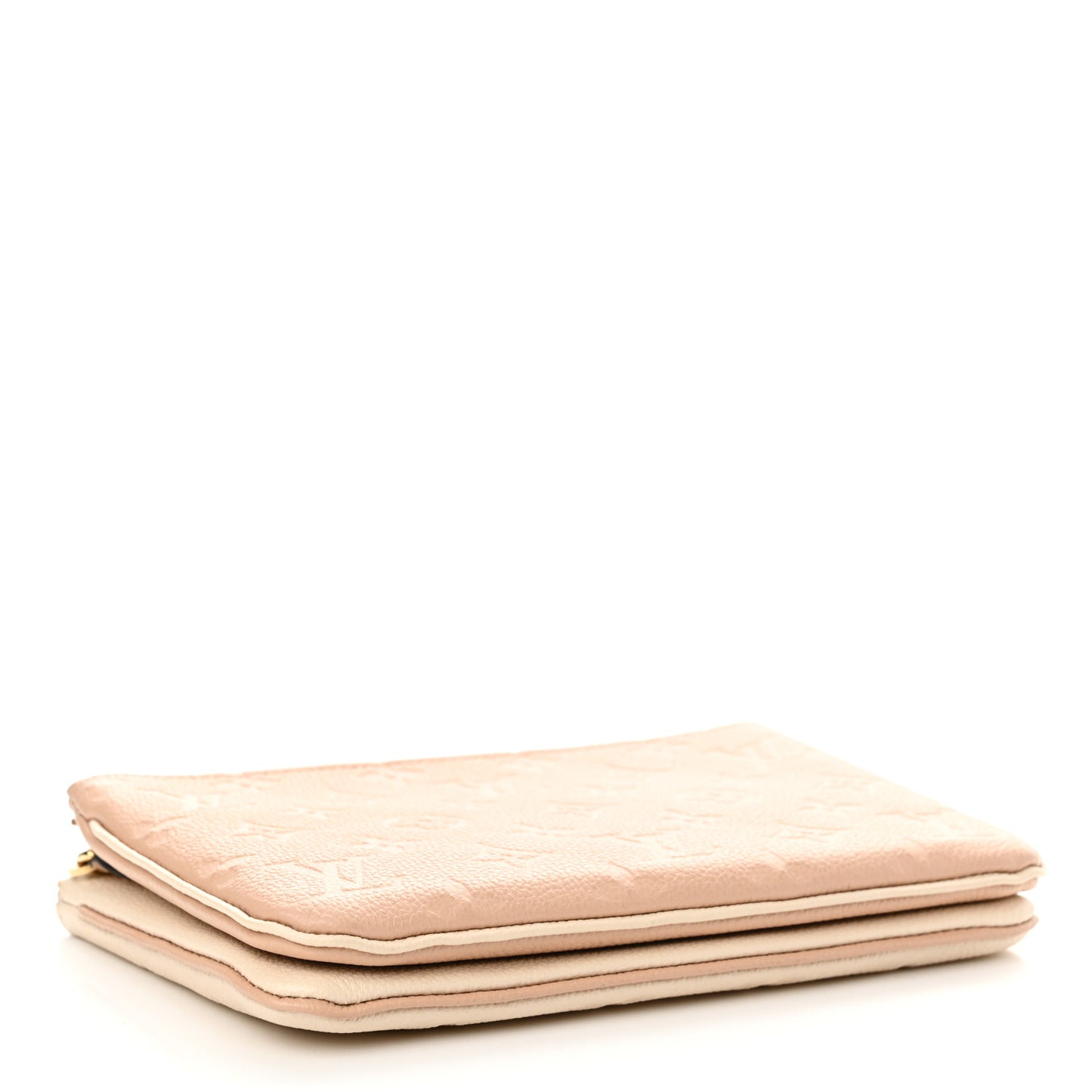 Empreinte Double Zip Pochette Beige Rose Creme