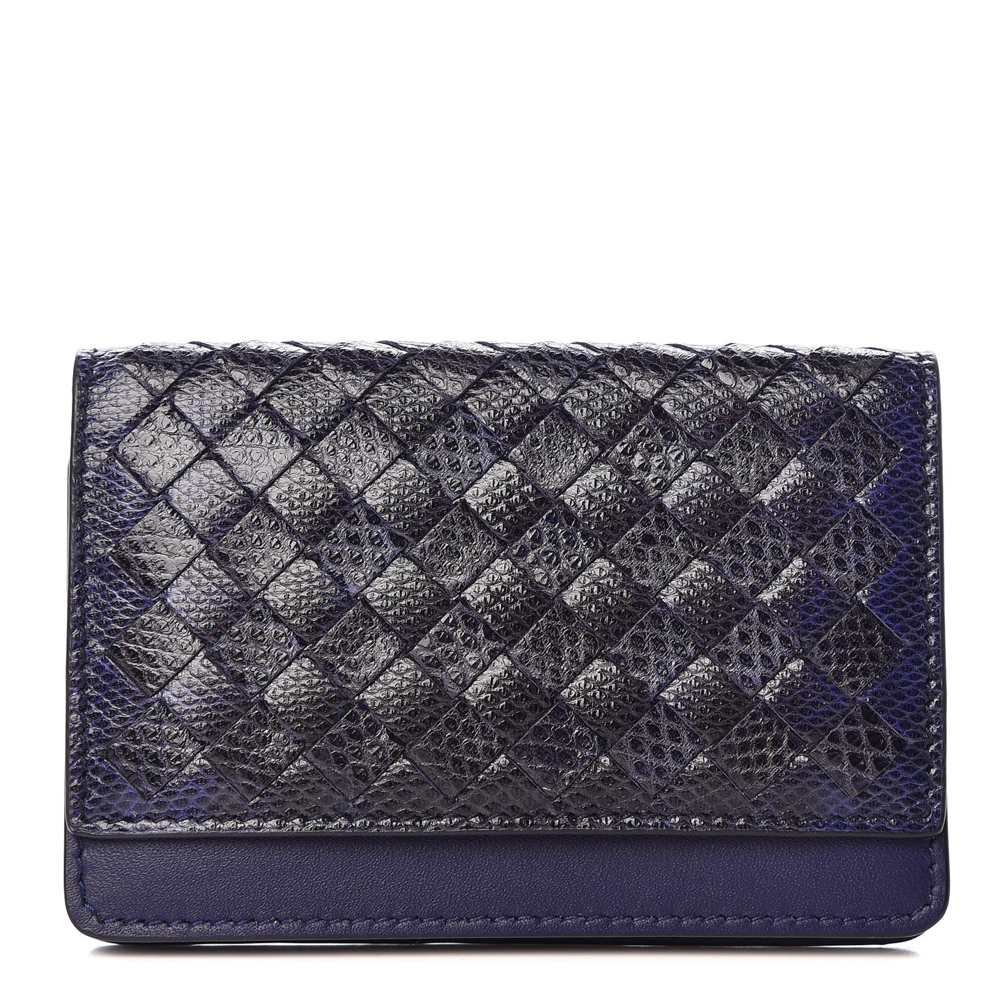 Nappa Intrecciato Ayers Intrecciato Card Case Dark Blue