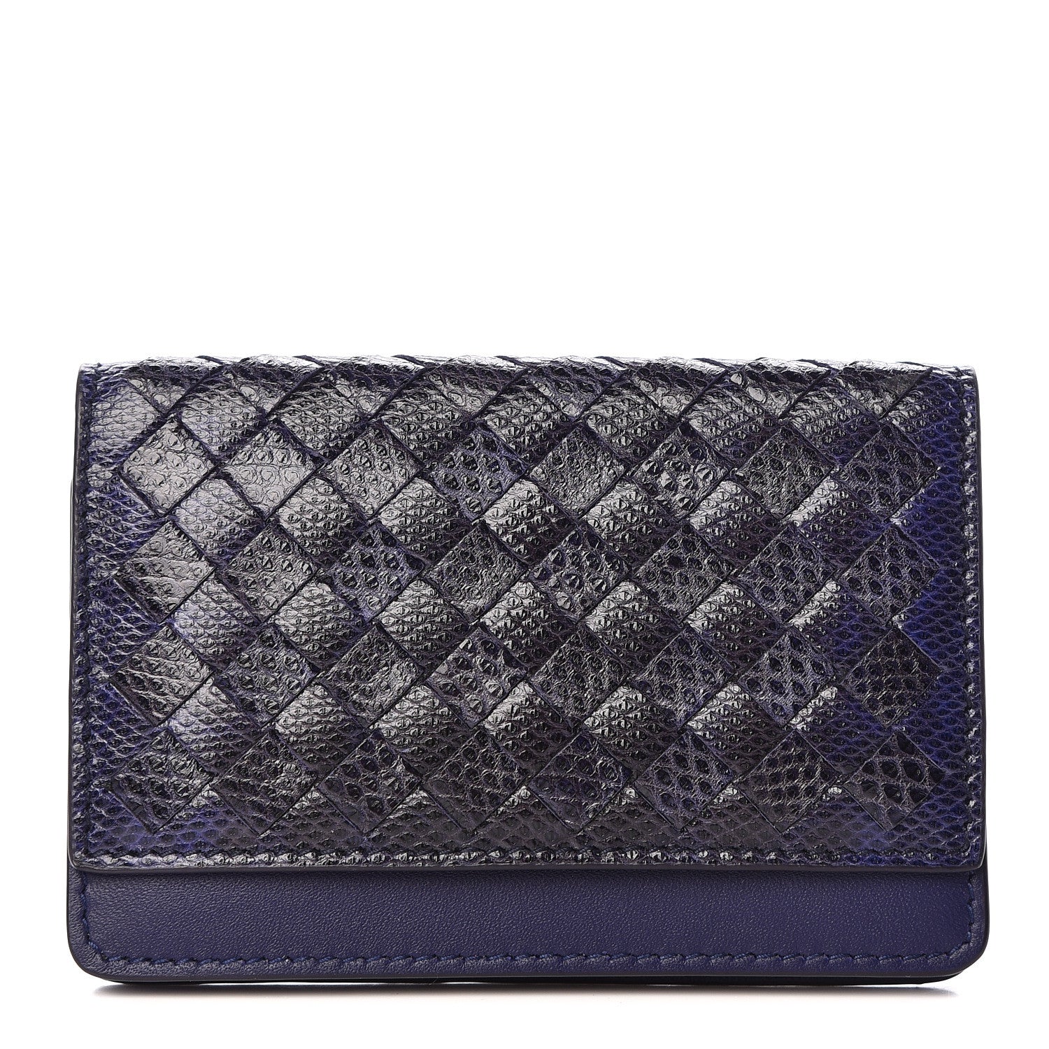Bottega Veneta Nappa Intrecciato Ayers Intrecciato Card Case Dark Blue 1 of 7
