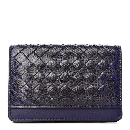 Bottega Veneta Nappa Intrecciato Ayers Intrecciato Card Case Dark Blue 1 of 7
