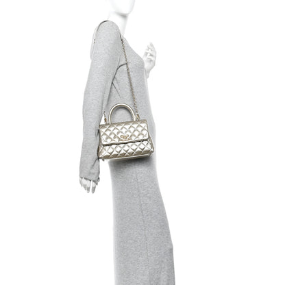 Chanel Metallic Aged Calfskin Quilted Mini Coco Handle Flap Gold 2 of 11